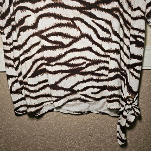Chicos Large Womens Zebra Bohemian Tie Side Top Boho Chic Animal Print Size 3 - Picture 5 of 11